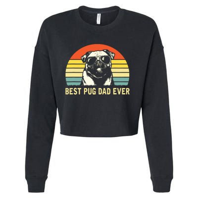 Vintage Best Pug Dad Ever Pug Lover Fathers Day Cropped Pullover Crew