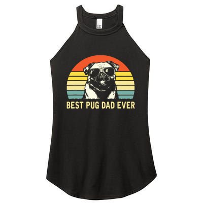 Vintage Best Pug Dad Ever Pug Lover Fathers Day Women's Perfect Tri Rocker Tank