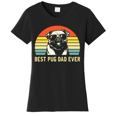 Vintage Best Pug Dad Ever Pug Lover Fathers Day Women's T-Shirt