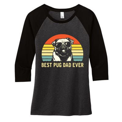 Vintage Best Pug Dad Ever Pug Lover Fathers Day Women's Tri-Blend 3/4-Sleeve Raglan Shirt