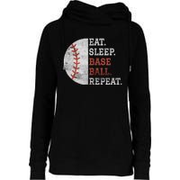 Vintage Baseball Player Eat Sleep Baseball Repeat Baseball Lovers Womens Funnel Neck Pullover Hood