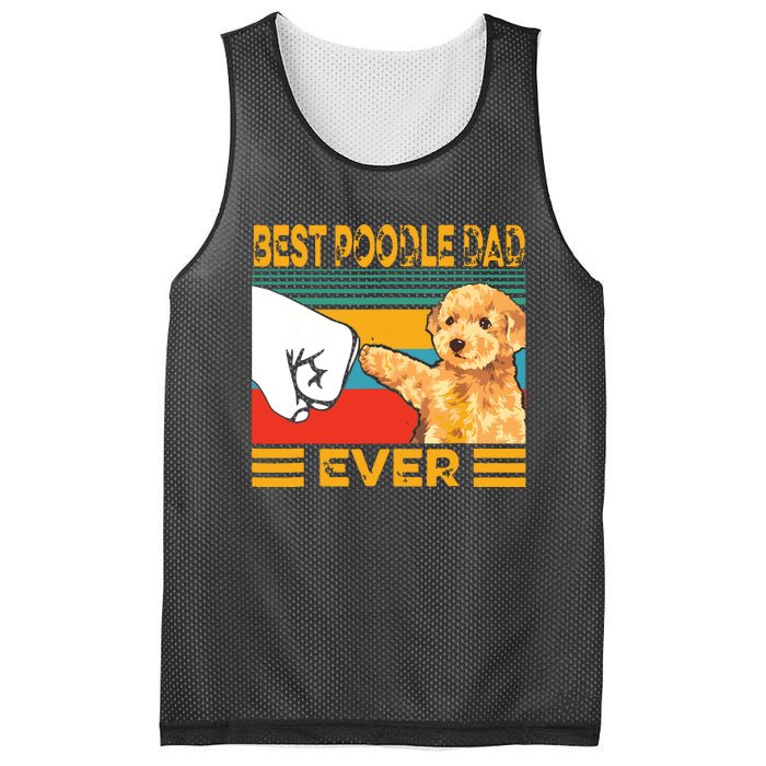 Vintage Best Poodle Dad Ever Dog Lover Tees Fathers Day Mesh Reversible Basketball Jersey Tank