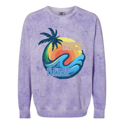 Vintage Beach Please Vacay Summer Vacation Vibes Palm Cruise Gift Colorblast Crewneck Sweatshirt