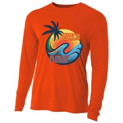 Vintage Beach Please Vacay Summer Vacation Vibes Palm Cruise Gift Cooling Performance Long Sleeve Crew