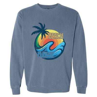 Vintage Beach Please Vacay Summer Vacation Vibes Palm Cruise Gift Garment-Dyed Sweatshirt