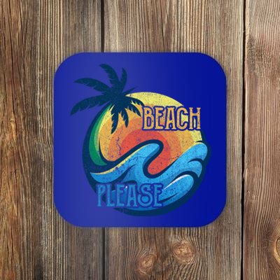 Vintage Beach Please Vacay Summer Vacation Vibes Palm Cruise Gift Coaster