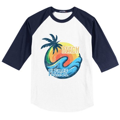 Vintage Beach Please Vacay Summer Vacation Vibes Palm Cruise Gift Baseball Sleeve Shirt