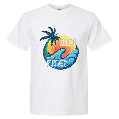 Vintage Beach Please Vacay Summer Vacation Vibes Palm Cruise Gift Garment-Dyed Heavyweight T-Shirt