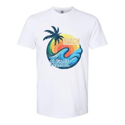 Vintage Beach Please Vacay Summer Vacation Vibes Palm Cruise Gift Softstyle CVC T-Shirt