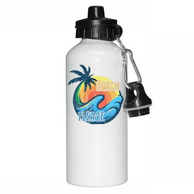 Vintage Beach Please Vacay Summer Vacation Vibes Palm Cruise Gift Aluminum Water Bottle