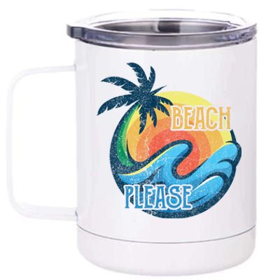 Vintage Beach Please Vacay Summer Vacation Vibes Palm Cruise Gift 12 oz Stainless Steel Tumbler Cup