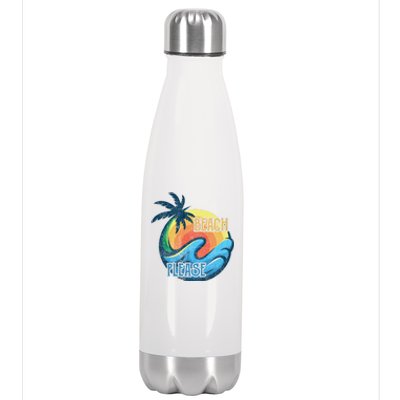 Vintage Beach Please Vacay Summer Vacation Vibes Palm Cruise Gift Stainless Steel Insulated Water Bottle