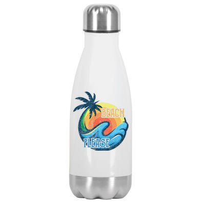 Vintage Beach Please Vacay Summer Vacation Vibes Palm Cruise Gift Stainless Steel Insulated Water Bottle