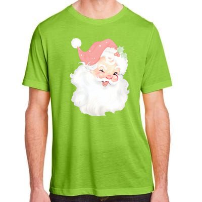 Vintage Blush Pink Santa Claus Christmas Winking Adult ChromaSoft Performance T-Shirt