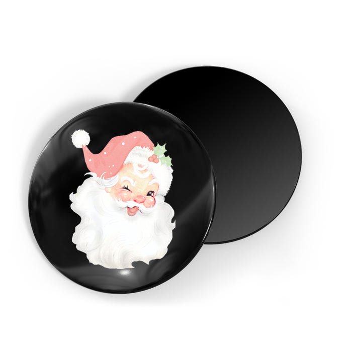 Vintage Blush Pink Santa Claus Christmas Winking Magnet