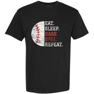 Vintage Baseball Player Eat Sleep Baseball Repeat Garment-Dyed Heavyweight T-Shirt