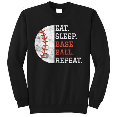 Vintage Baseball Player Eat Sleep Baseball Repeat Sweatshirt