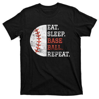 Vintage Baseball Player Eat Sleep Baseball Repeat T-Shirt