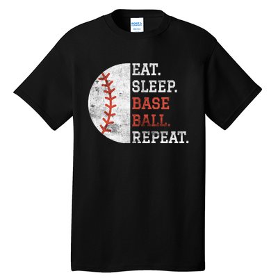 Vintage Baseball Player Eat Sleep Baseball Repeat Tall T-Shirt