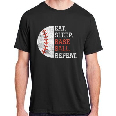 Vintage Baseball Player Eat Sleep Baseball Repeat Adult ChromaSoft Performance T-Shirt