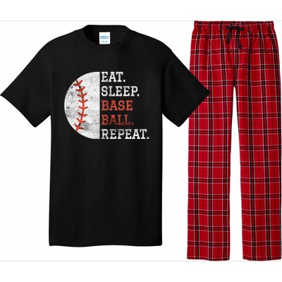 Vintage Baseball Player Eat Sleep Baseball Repeat Pajama Set