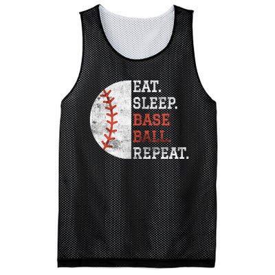 Vintage Baseball Player Eat Sleep Baseball Repeat Mesh Reversible Basketball Jersey Tank