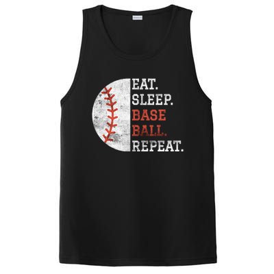 Vintage Baseball Player Eat Sleep Baseball Repeat PosiCharge Competitor Tank