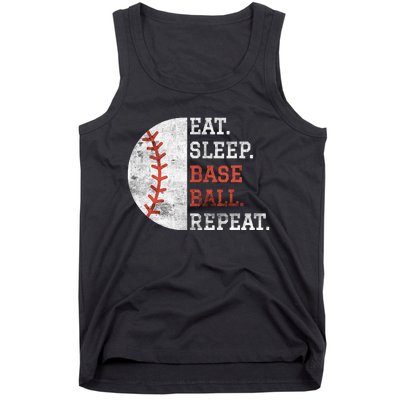 Vintage Baseball Player Eat Sleep Baseball Repeat Tank Top