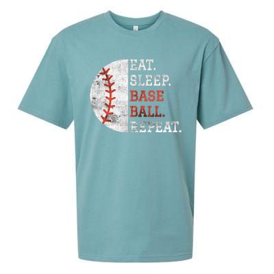 Vintage Baseball Player Eat Sleep Baseball Repeat Sueded Cloud Jersey T-Shirt