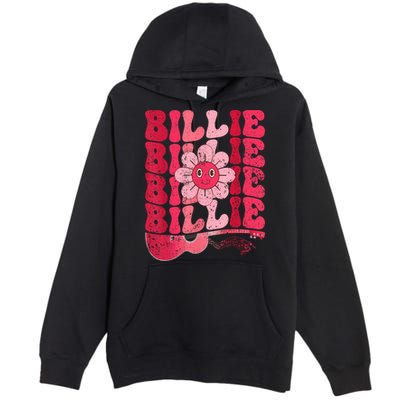 Vintage Billie Personalized Name I Love Billie Groovy Premium Pullover Hoodie