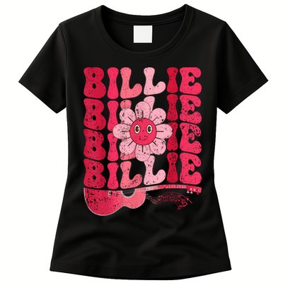 Vintage Billie Personalized Name I Love Billie Groovy Womens T-Shirt