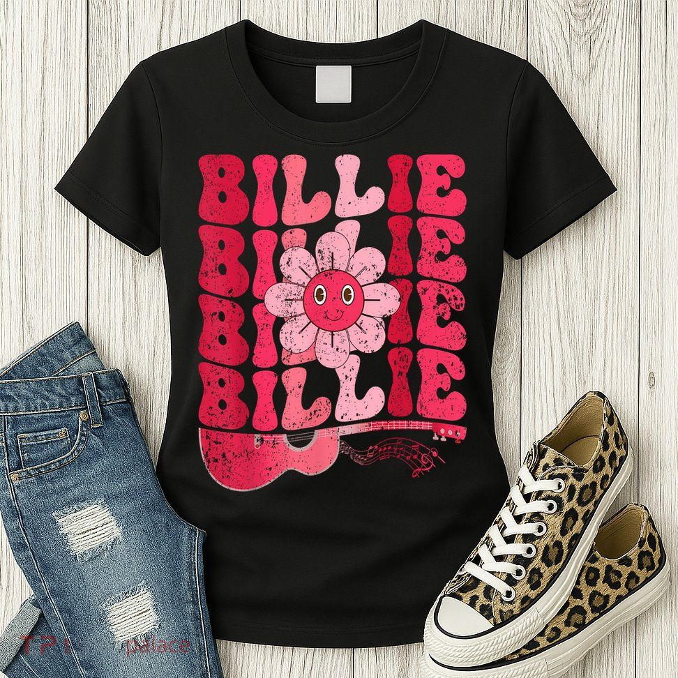 Vintage Billie Personalized Name I Love Billie Groovy Womens T-Shirt
