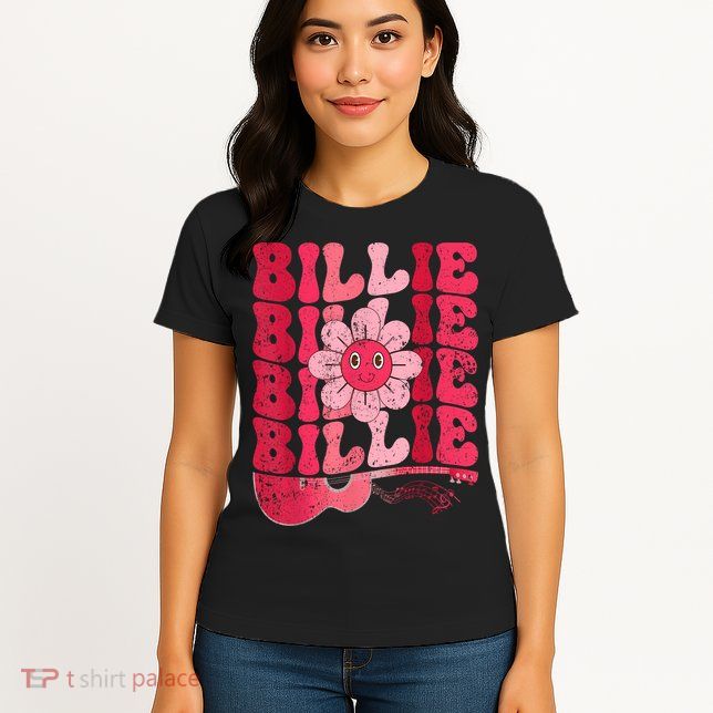 Vintage Billie Personalized Name I Love Billie Groovy Womens T-Shirt