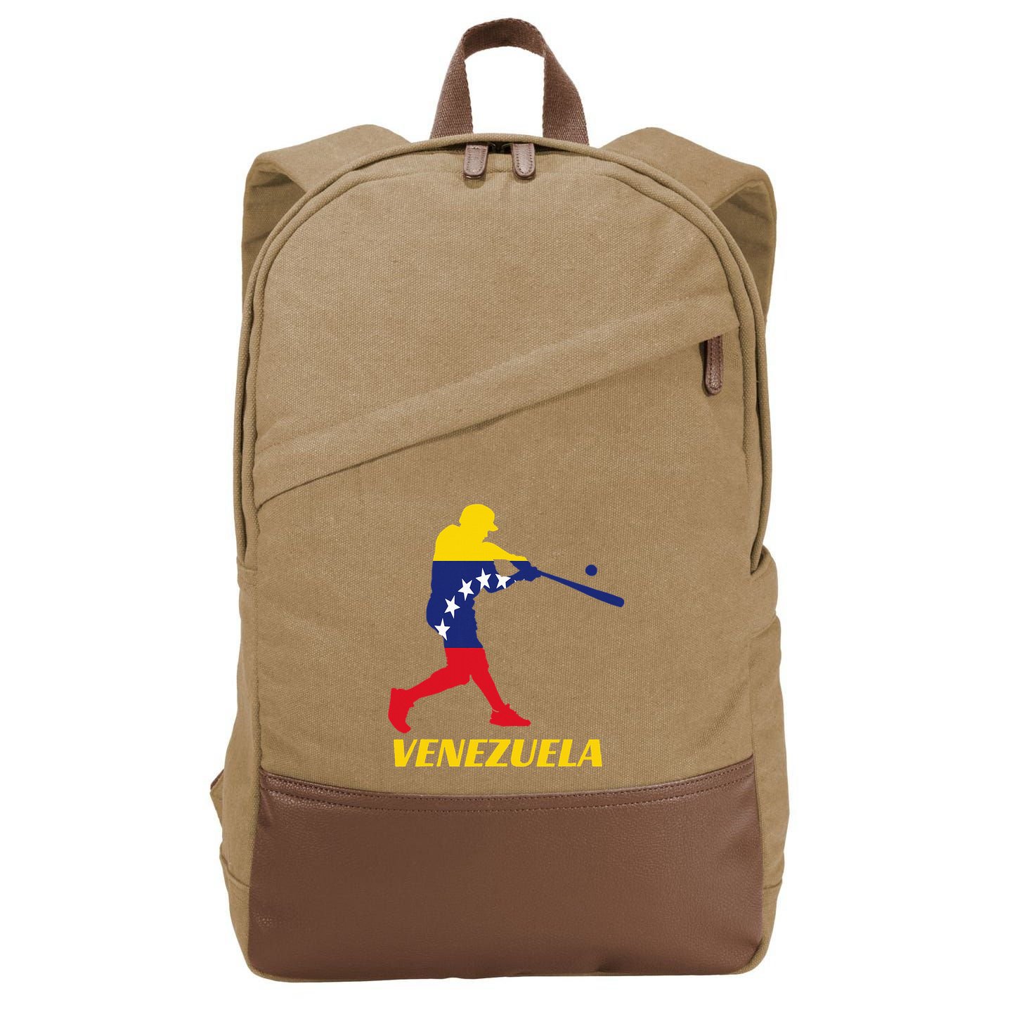 Venezuelan Baseball Player Batter National Team Flag Gift Cotton Canvas Backpack