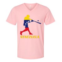 Venezuelan Baseball Player Batter National Team Flag Gift V-Neck T-Shirt