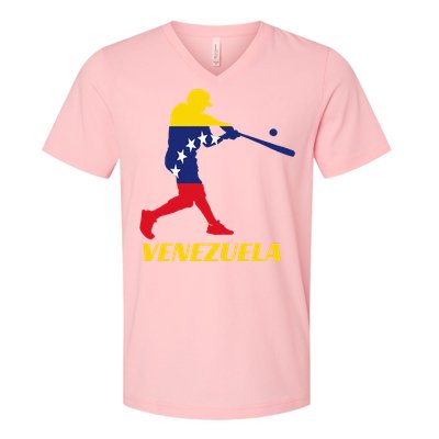 Venezuelan Baseball Player Batter National Team Flag Gift V-Neck T-Shirt