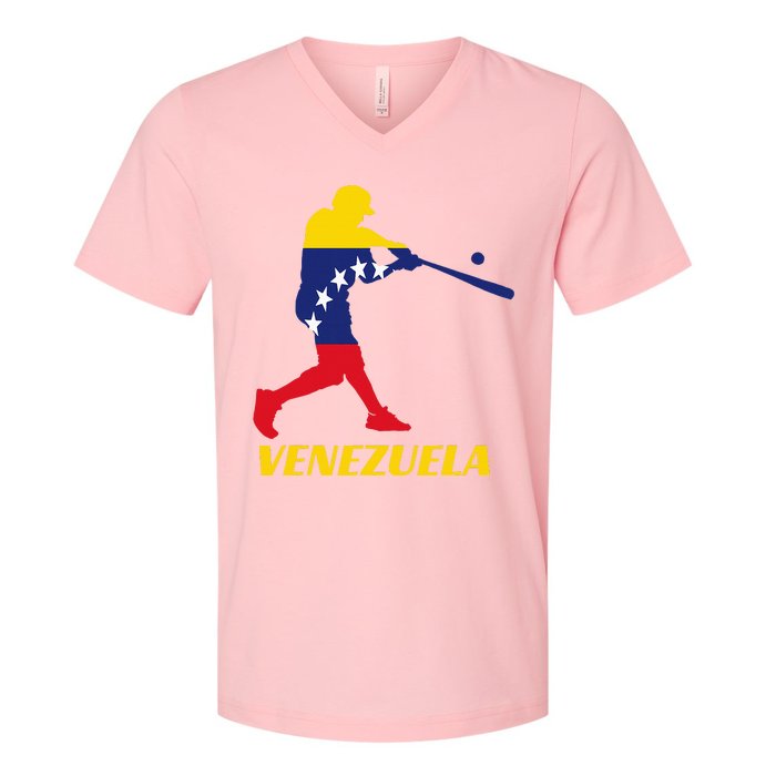 Venezuelan Baseball Player Batter National Team Flag Gift V-Neck T-Shirt