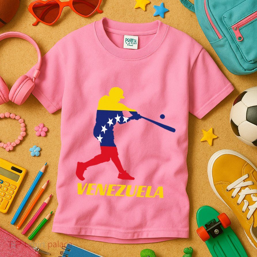 Venezuelan Baseball Player Batter National Team Flag Gift Kids T-Shirt
