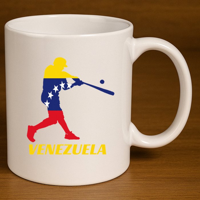 Venezuelan Baseball Player Batter National Team Flag Gift 11oz C Handle Ceramic Mug