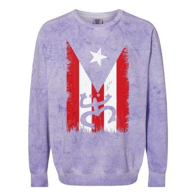 Vintage Boricua Puerto Rican Puerto Rico Flag Retro Colorblast Crewneck Sweatshirt