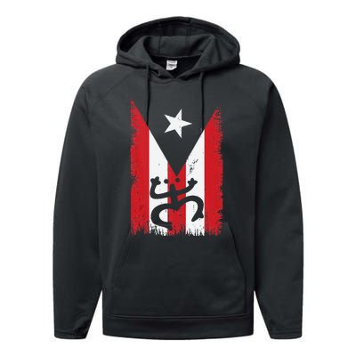 Vintage Boricua Puerto Rican Puerto Rico Flag Retro Performance Fleece Hoodie