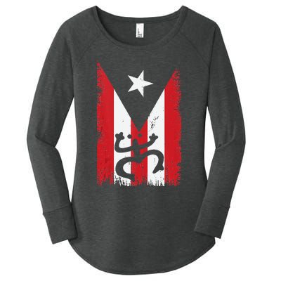 Vintage Boricua Puerto Rican Puerto Rico Flag Retro Women's Perfect Tri Tunic Long Sleeve Shirt