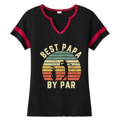 Vintage Best Papa By Par Funny Father's Day Golfing Ladies Halftime Notch Neck Tee