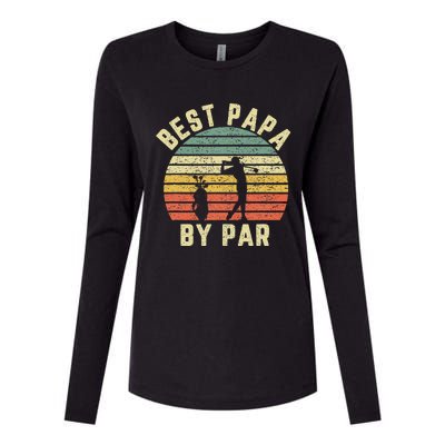 Vintage Best Papa By Par Funny Father's Day Golfing Womens Cotton Relaxed Long Sleeve T-Shirt