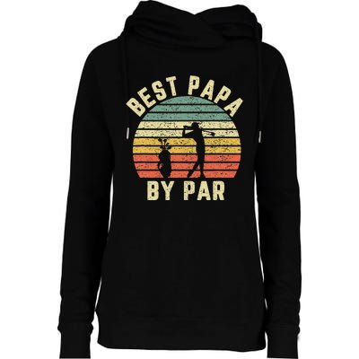 Vintage Best Papa By Par Funny Father's Day Golfing Womens Funnel Neck Pullover Hood