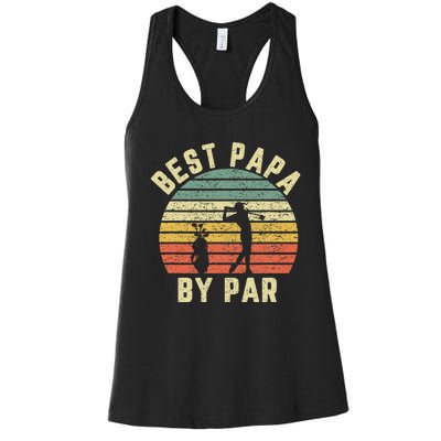 Vintage Best Papa By Par Funny Father's Day Golfing Women's Racerback Tank