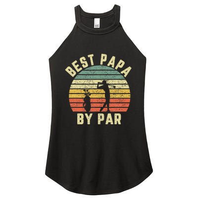 Vintage Best Papa By Par Funny Father's Day Golfing Women's Perfect Tri Rocker Tank