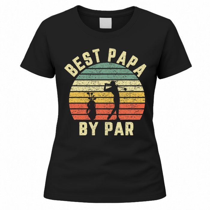 Vintage Best Papa By Par Funny Father's Day Golfing Women's T-Shirt