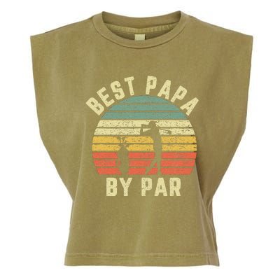 Vintage Best Papa By Par Funny Father's Day Golfing Garment-Dyed Women's Muscle Tee