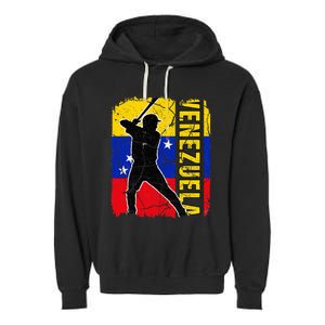 Venezuelan Baseball Player Venezuela Flag Baseball Fans Garment-Dyed Fleece Hoodie